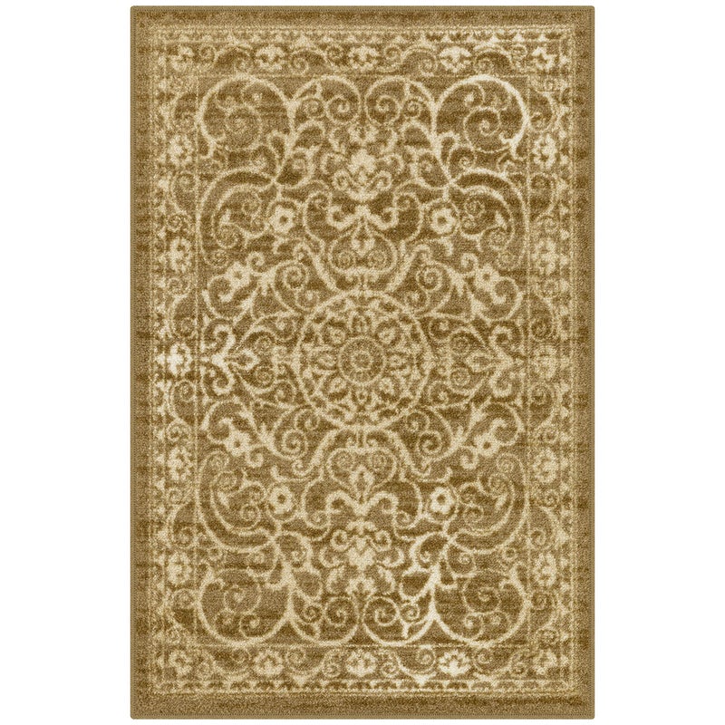 Maples Rugs Pelham Transitional Area Rugs - Made in USA - Washable, Non Slip, Indoor Carpet for Entryway, Foyer, Kitchen, and Bathroom, 1'8 x 2'10, Khaki - Image 1
